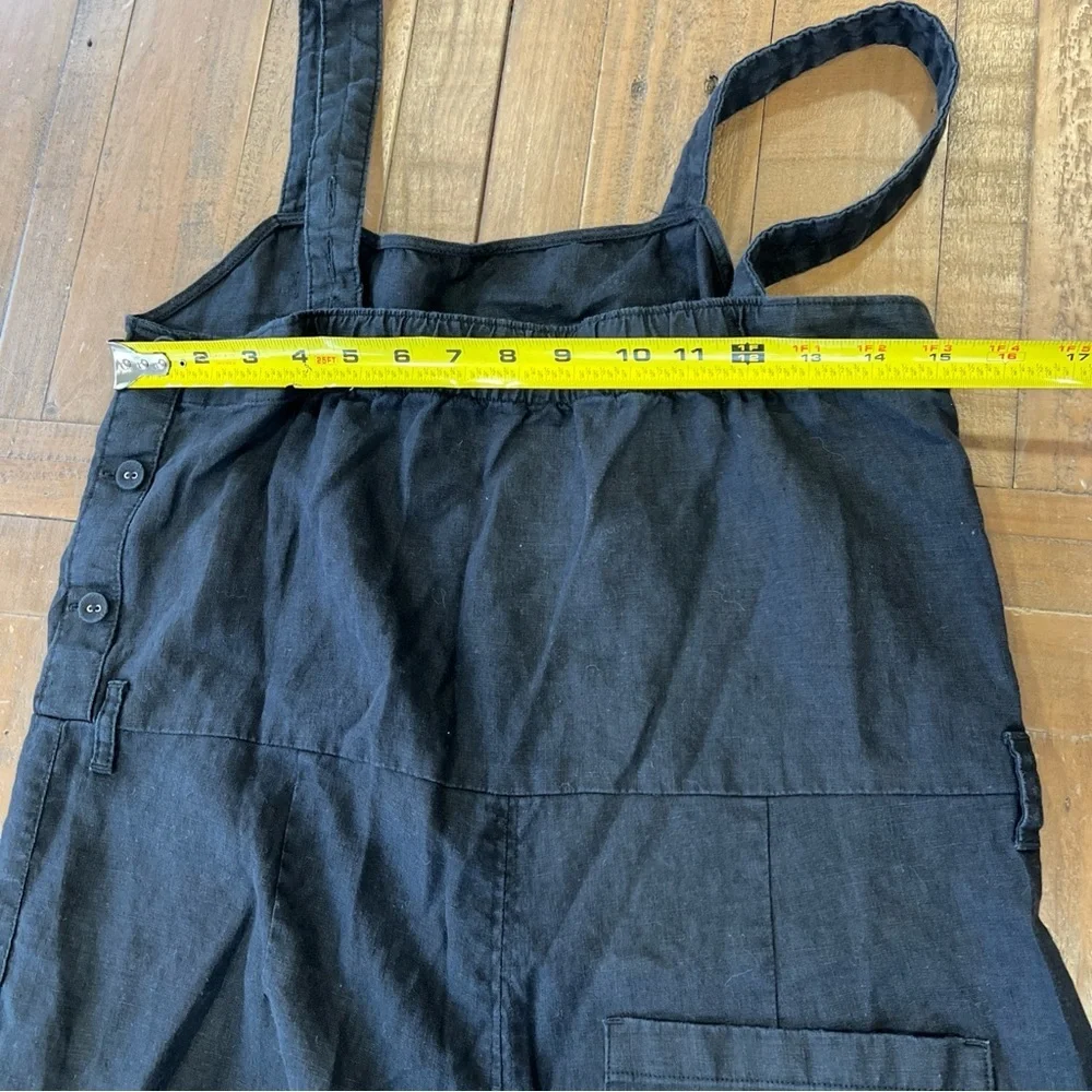 Everlane Square Neck Crop Flax Linen Overall Jumpsuit Size 6 Washed Black